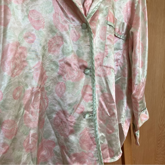 Dreamy, pink and green floral satin pajama top! - Picture 5 of 5